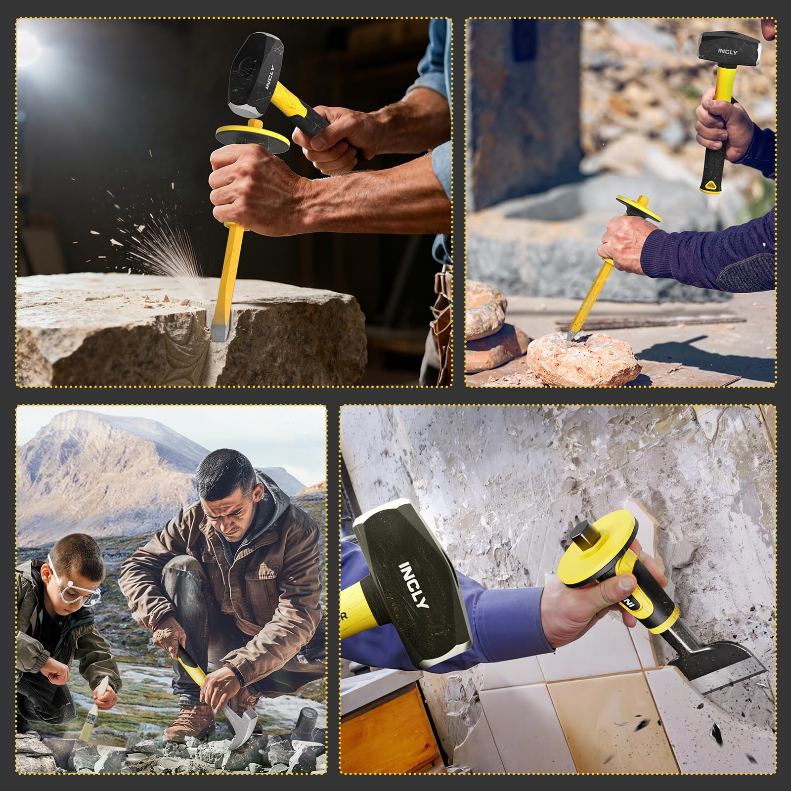 INCLY safety goggles protect eyes during chiseling