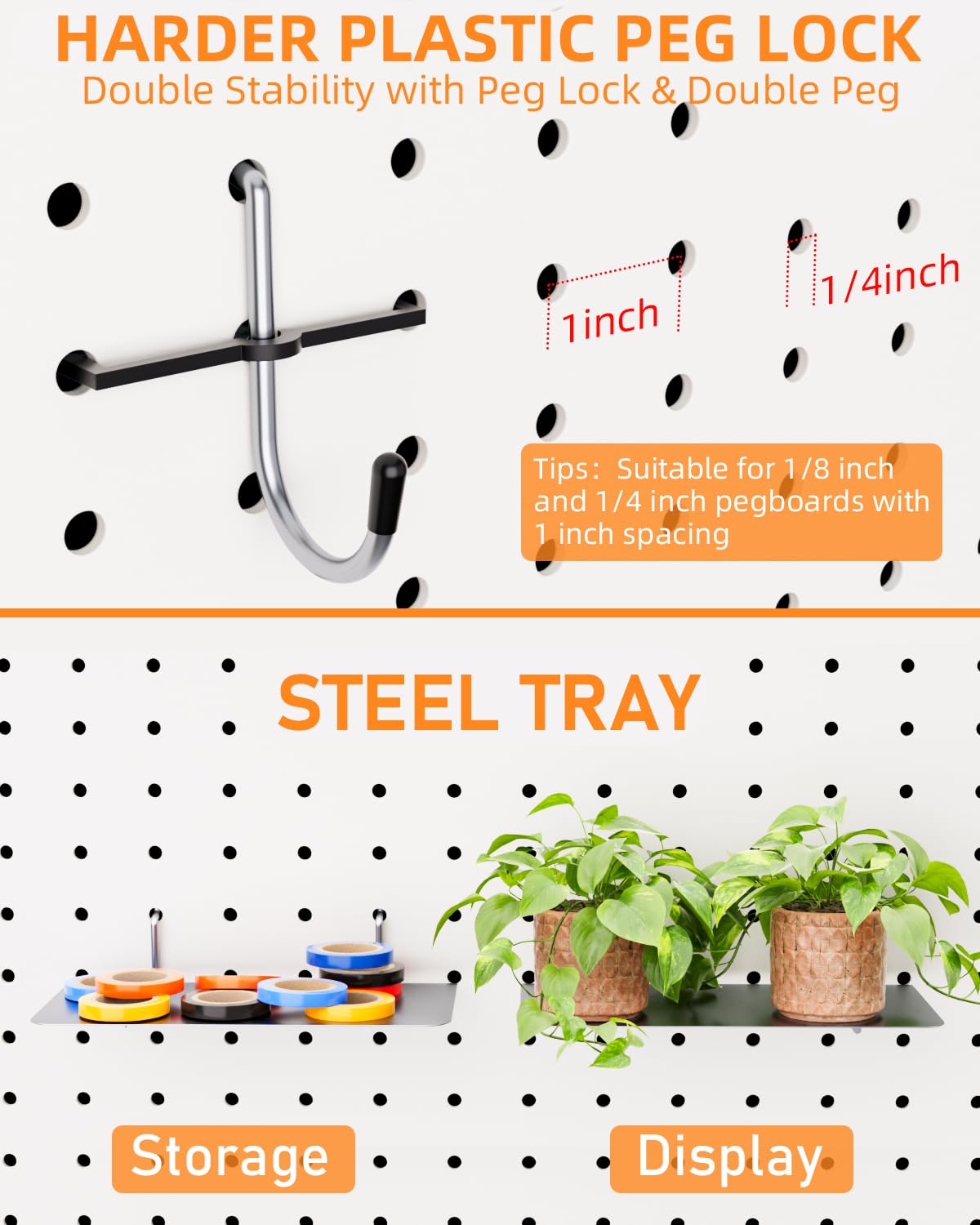 INCLY steel pegboard tray provides durable catch-all storage on the wall