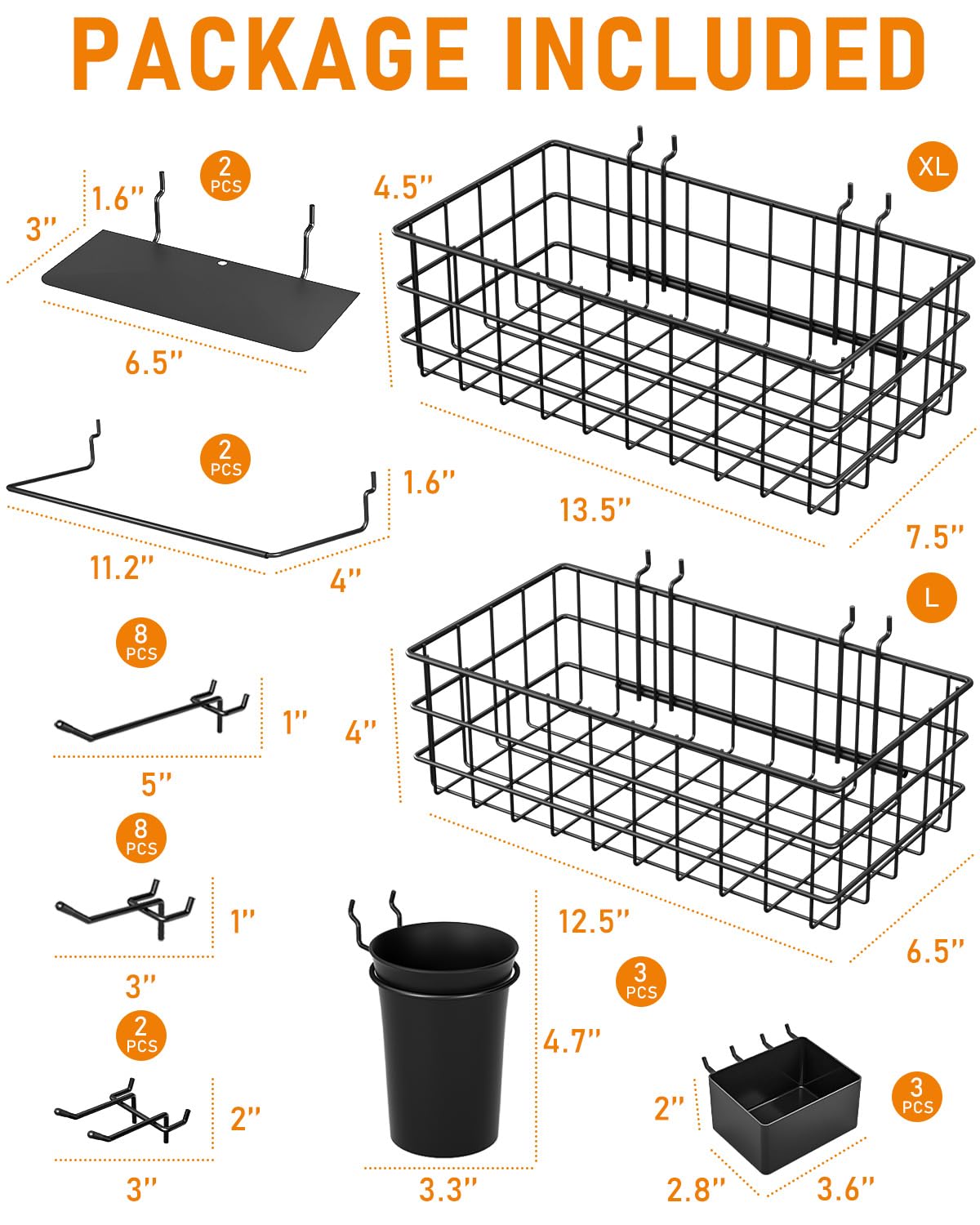 INCLY steel tray provides sturdy display ready surface on pegboard