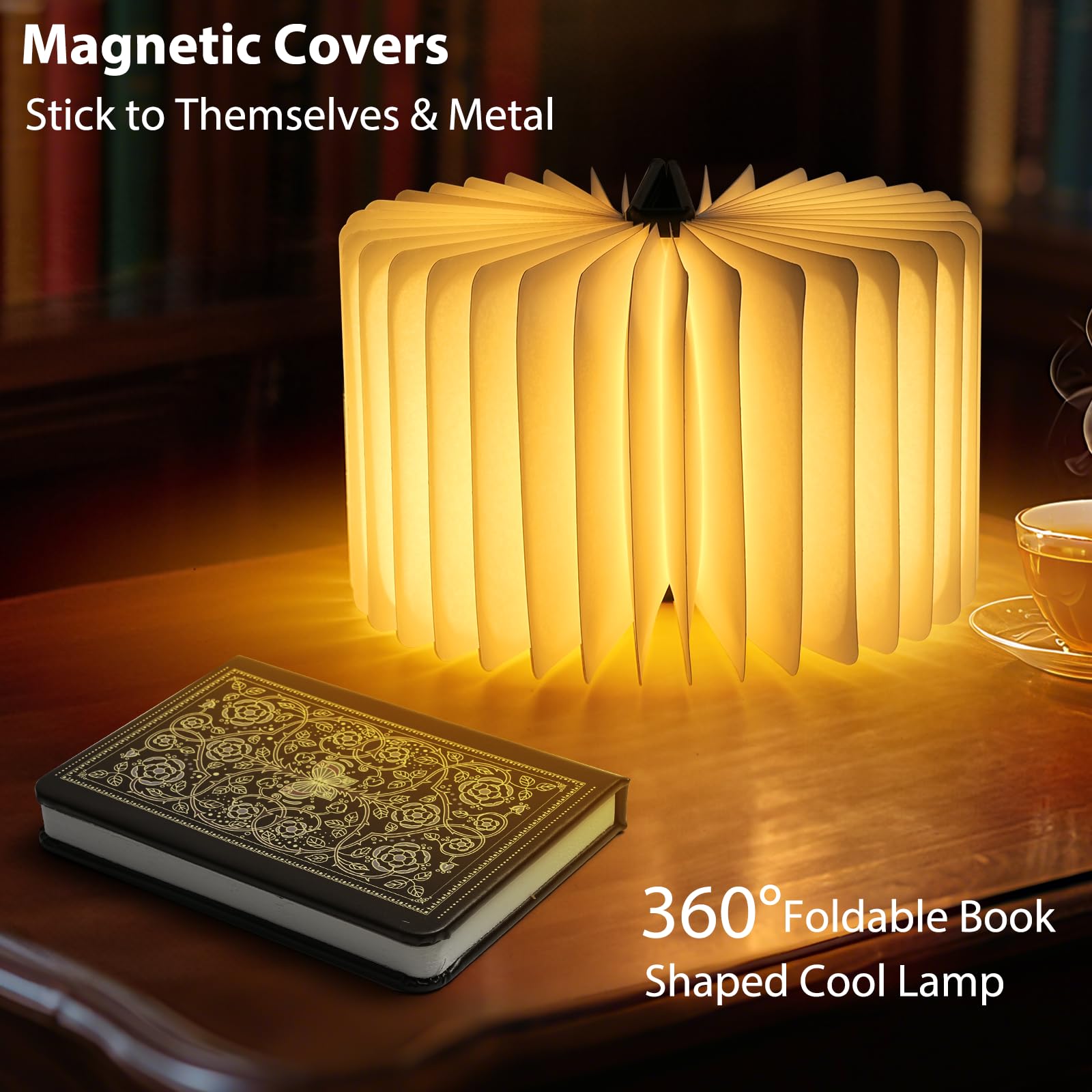 Incolumitas Book Lamp displays six color modes for mood lighting.