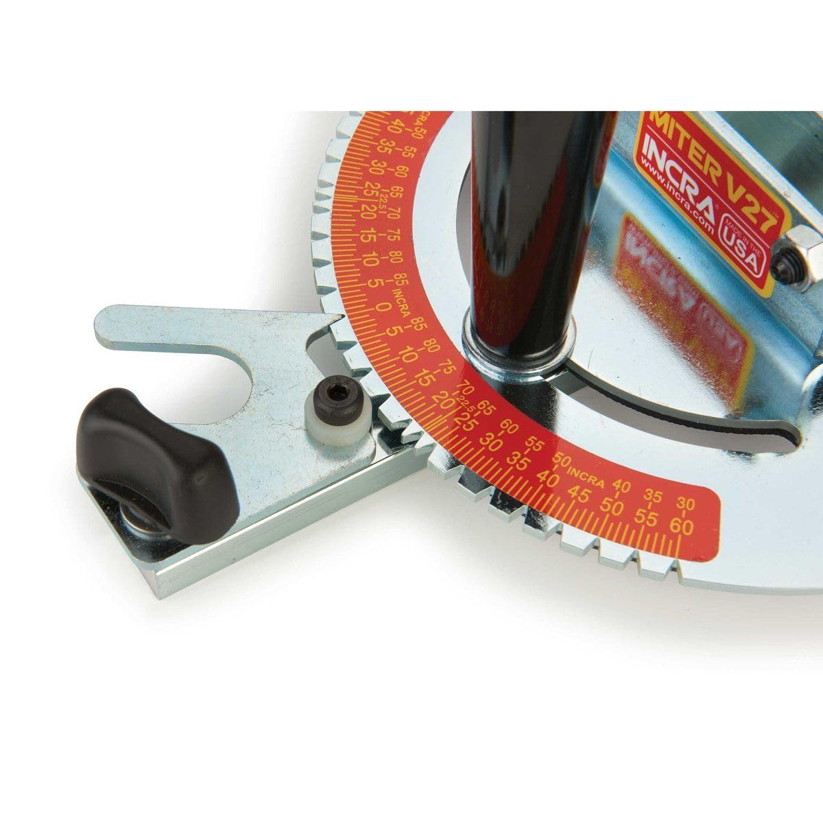 Close-up of GlideLOCK miter bar reducing play for stable cuts