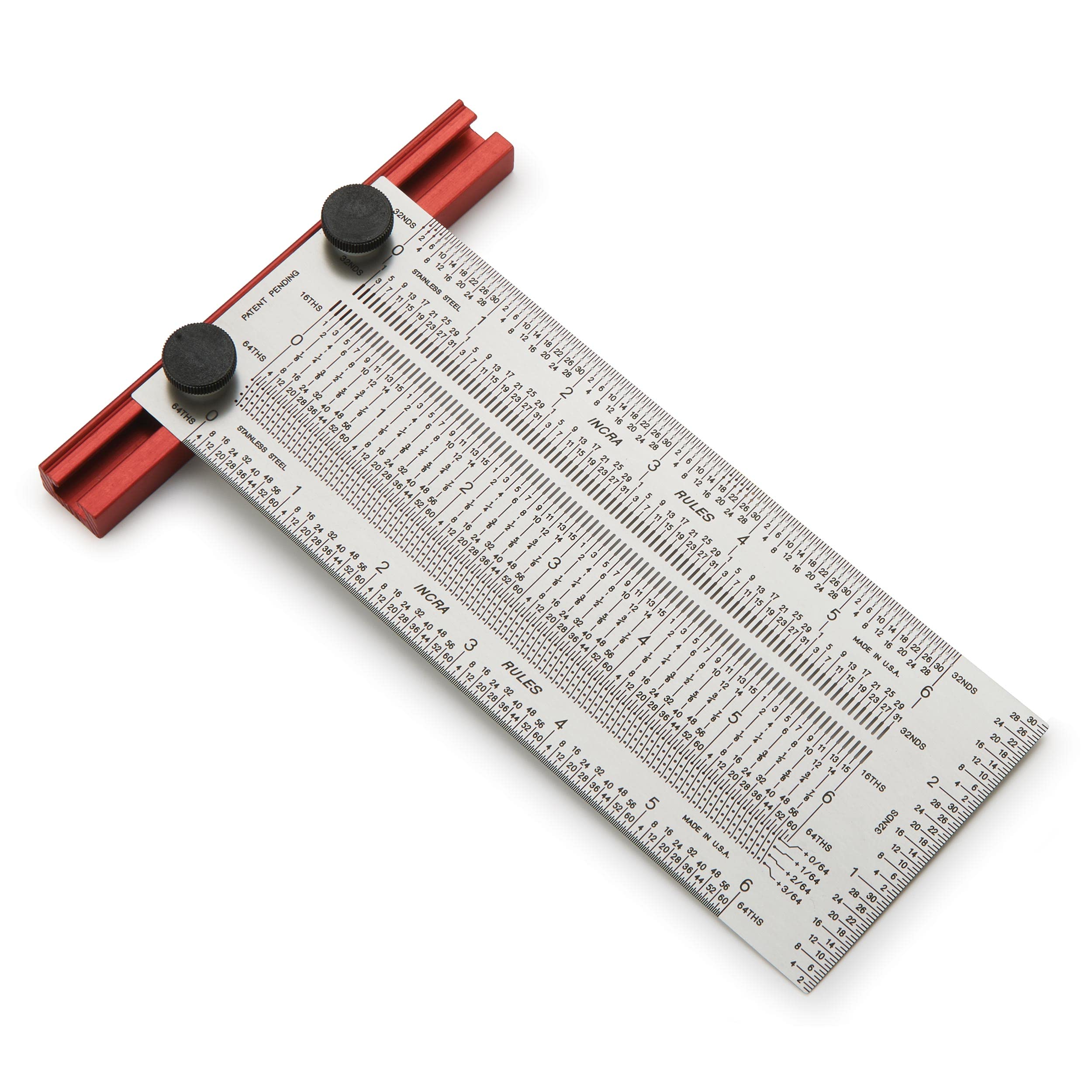 Incra T-Rule06 scale end view demonstrates 0-3 inch height markings.