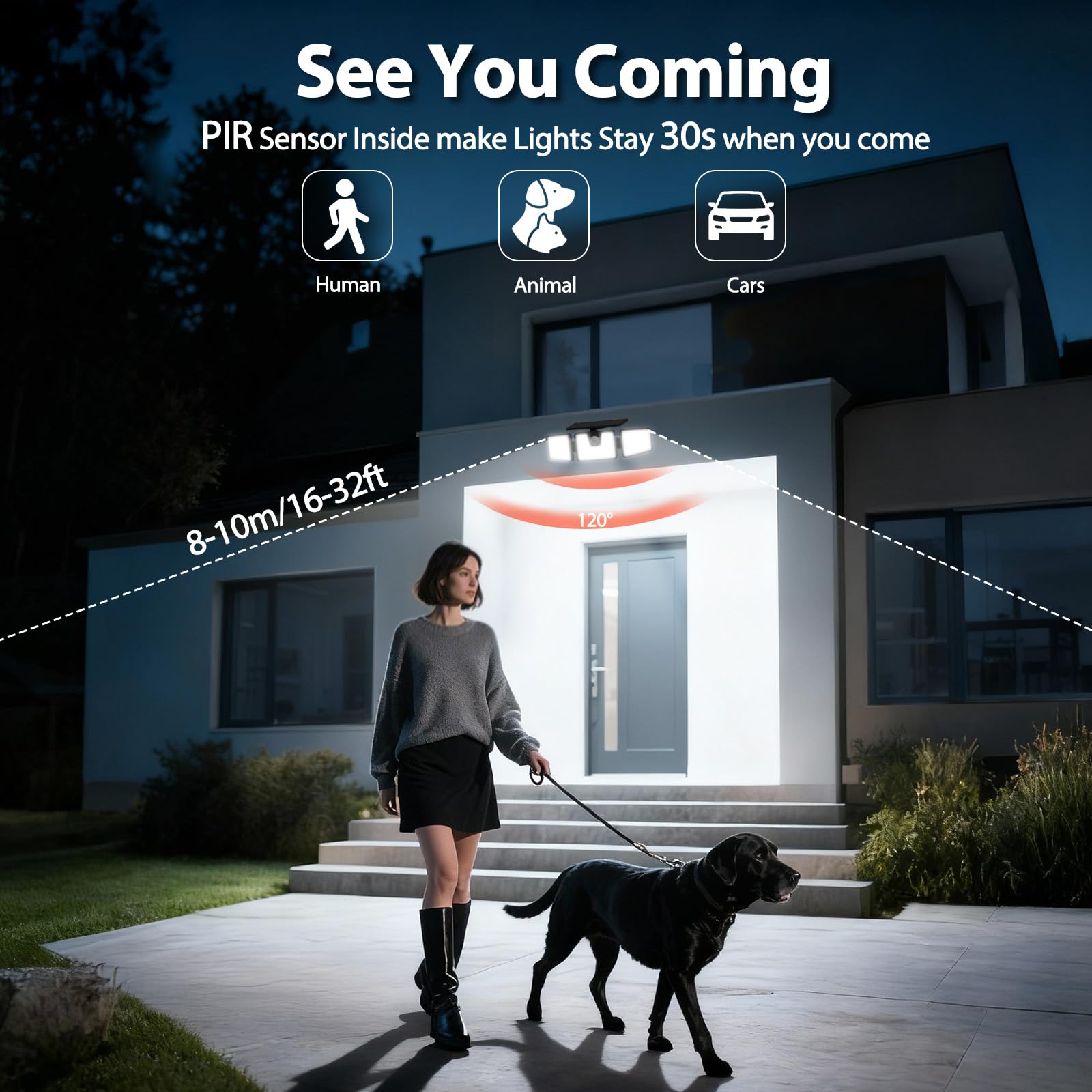 INCX 156 LED flood light provides bright, motion-activated outdoor illumination.
