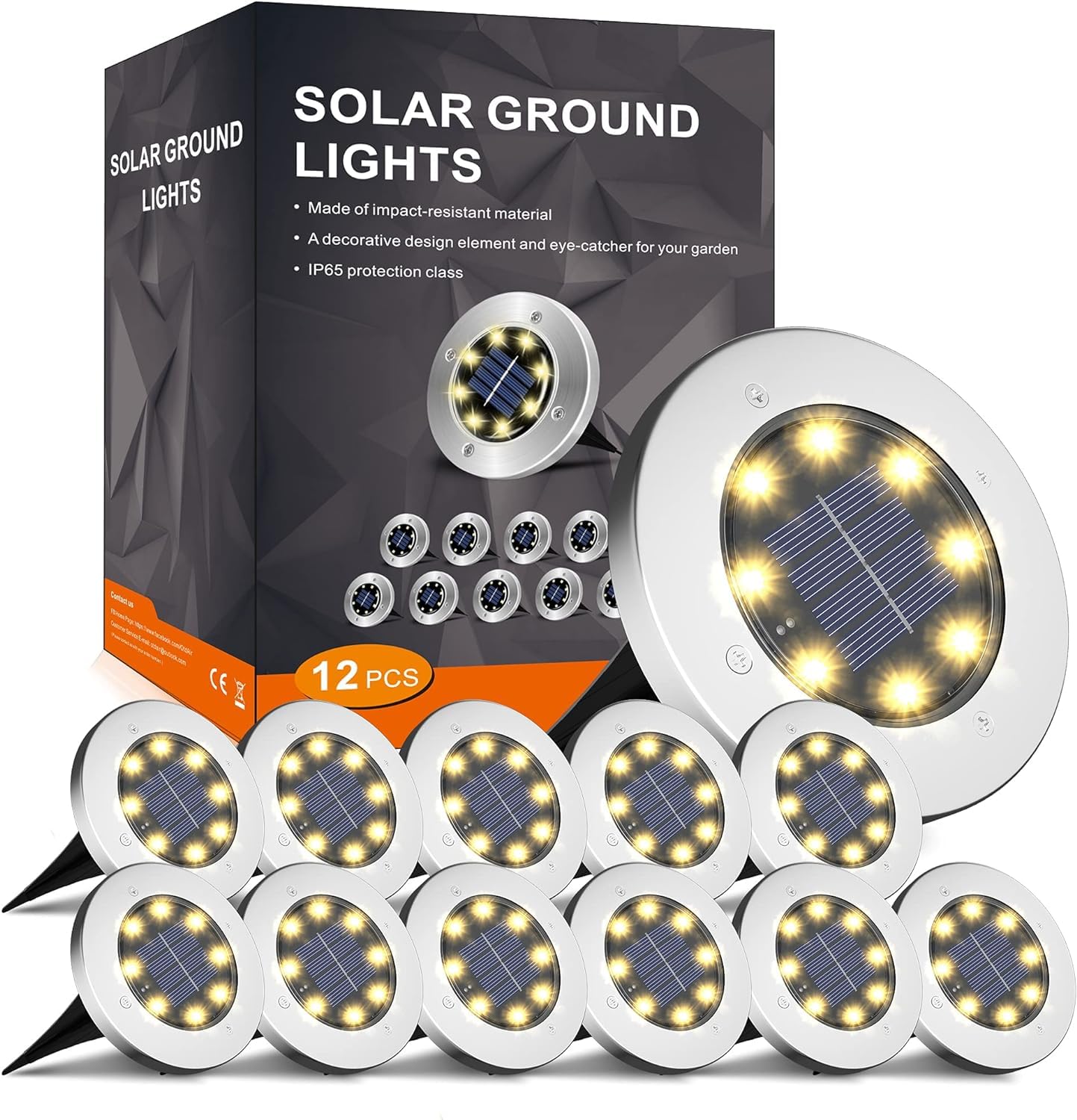 INCX solar ground light with 8 LEDs provides bright walkway illumination after dusk