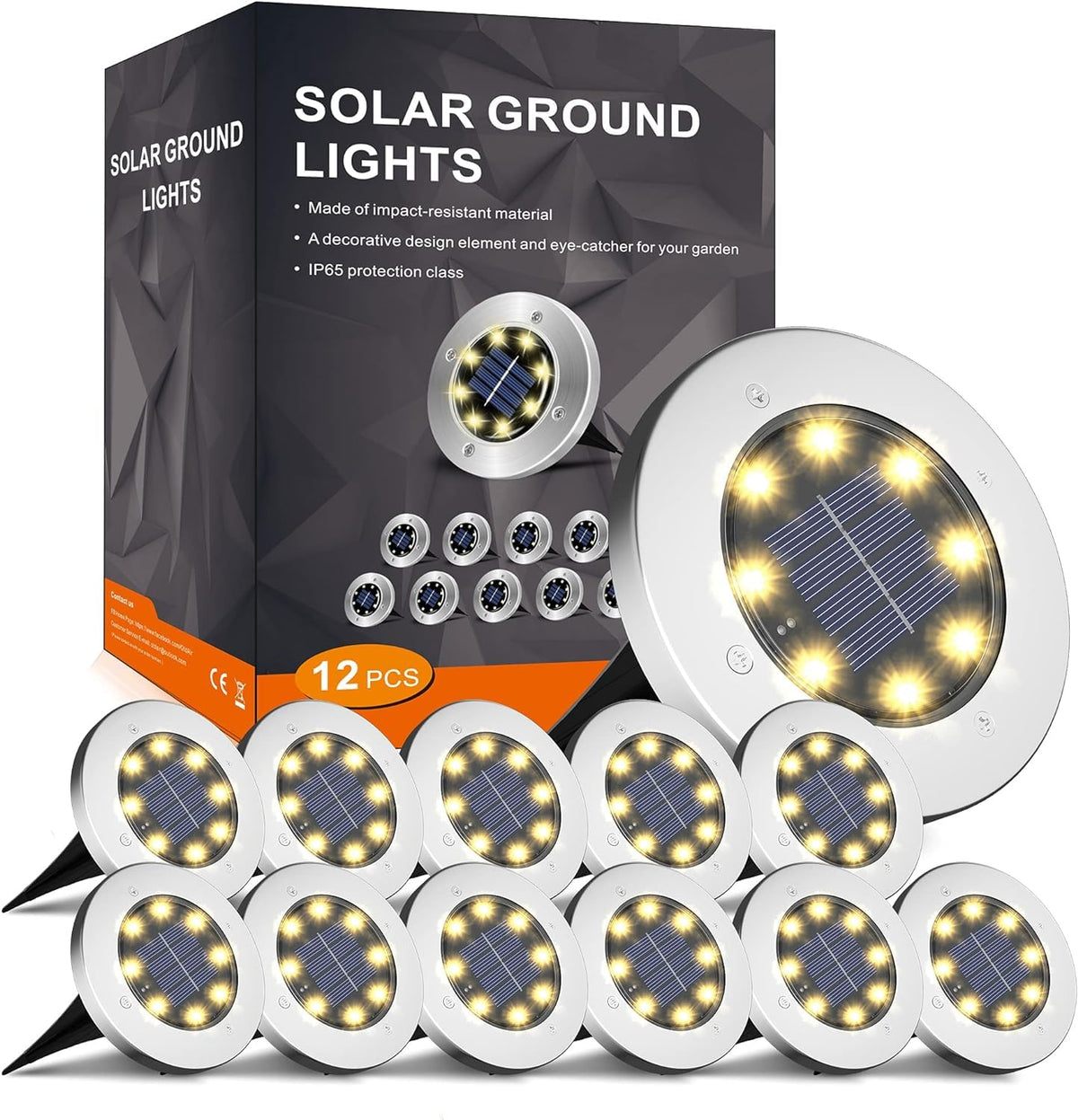 INCX solar ground light with 8 LEDs provides bright walkway illumination after dusk