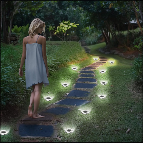 INCX solar ground lights can be installed in seconds for quick outdoor setup.