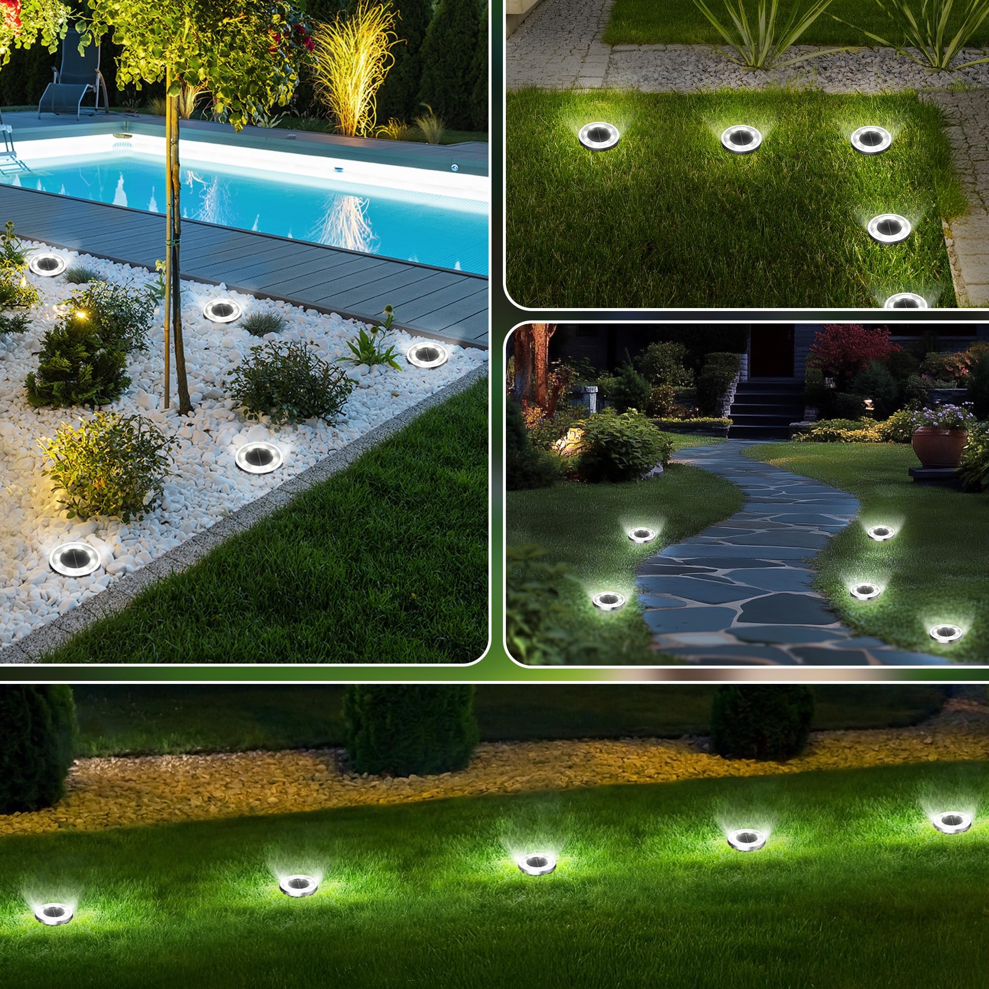 INCX 16 LEDs offer bright pathway illumination for patios and walkways.