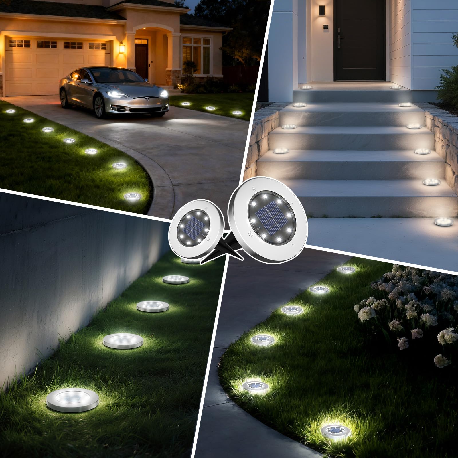 INCX solar light illuminates deck edges and garden borders with even light.