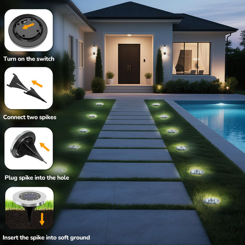 INCX solar light versatile placement across patio, walkway, lawn, and deck.
