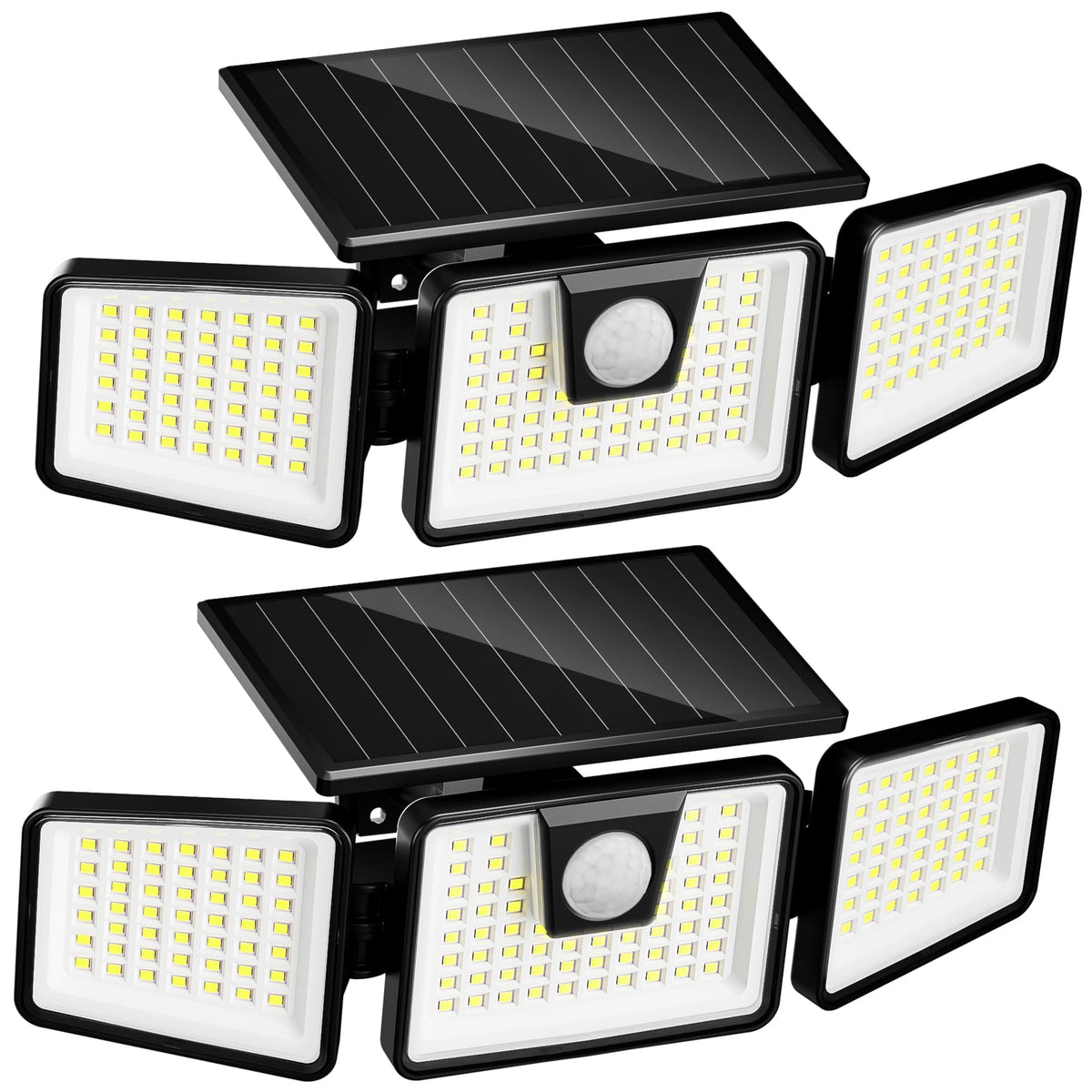 INCX solar lights with three heads illuminate the front view for safer entry