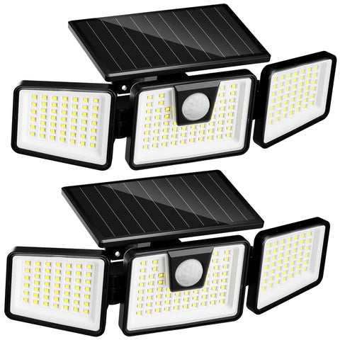 INCX solar lights with three heads illuminate the front view for safer entry