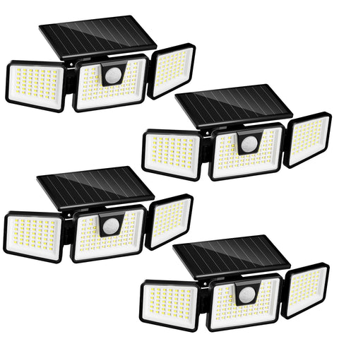 INCX solar motion lights outdoor three-head floodlight for wide security