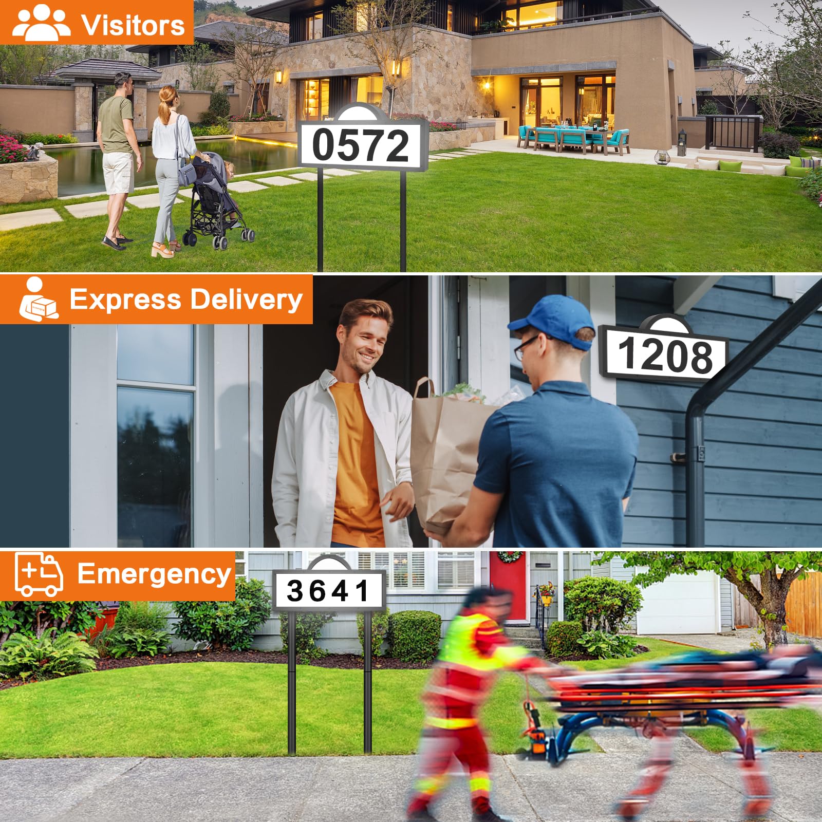 INDARUN solar address sign 500 lumens brightness for night readability