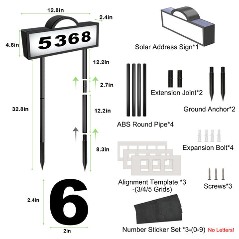 INDARUN solar address sign IP65 weatherproof for all weather conditions