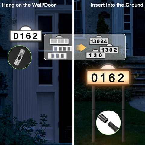 INDARUN solar address sign wall-mounted for easy outdoor installation and readability