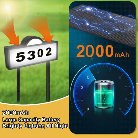 INDARUN solar address sign warm white mode glows softly at night for easy reading