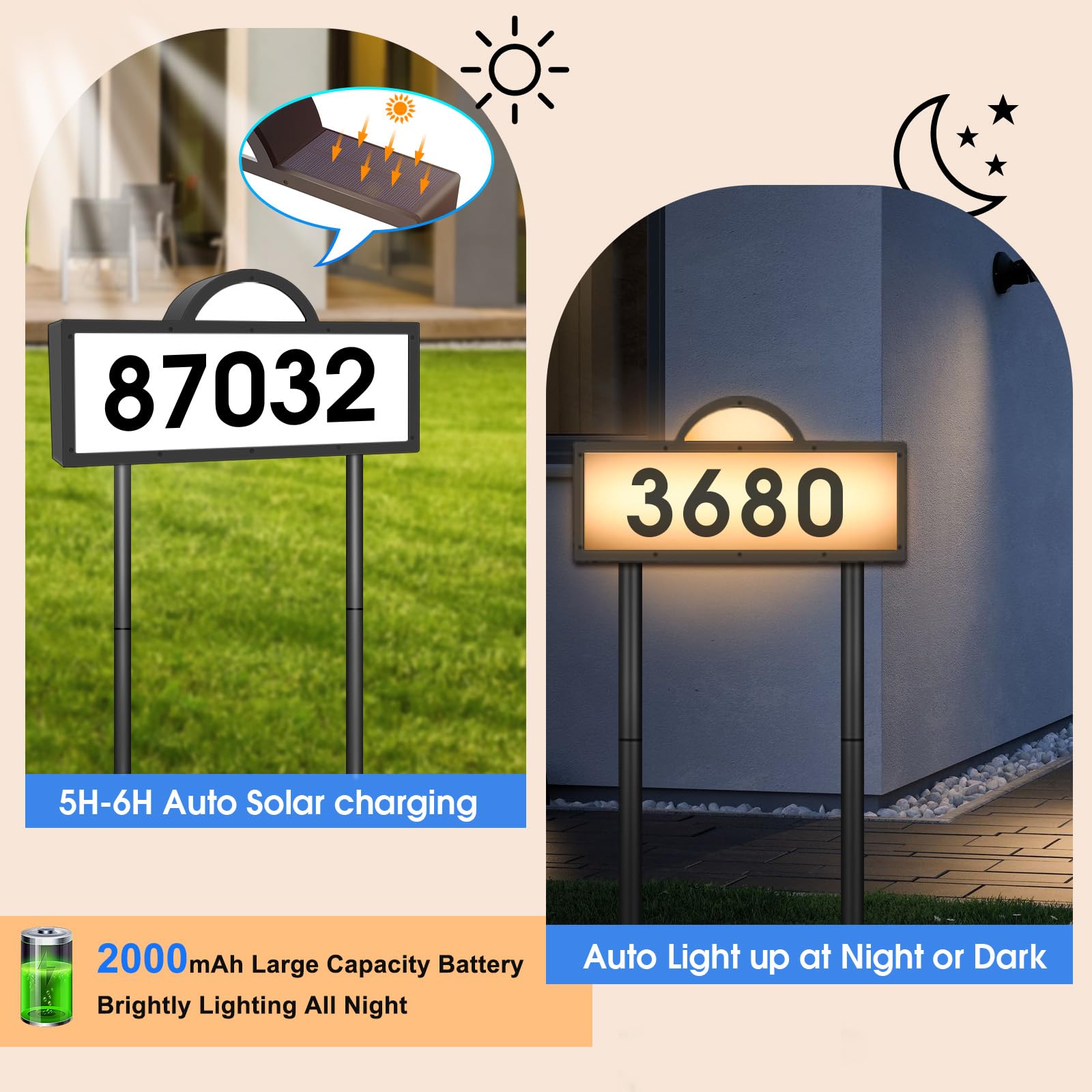 INDARUN solar panel and battery pack powers bright two color illumination.