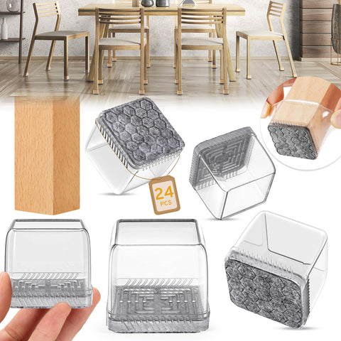 INDEMO square chair leg protectors for hardwood floors prevent scratches.