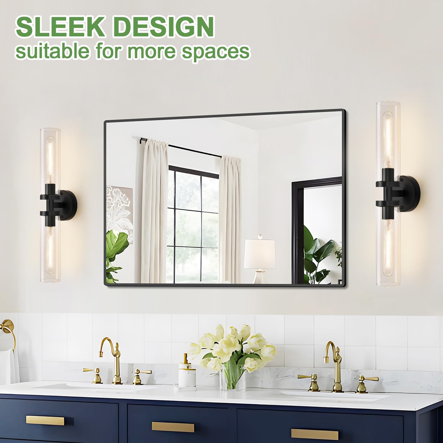 Indoi dressing table sconce adds focused task lighting for makeup.