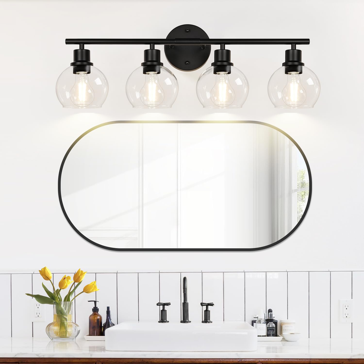 Indoi matte black metal frame complements modern and farmhouse interiors.