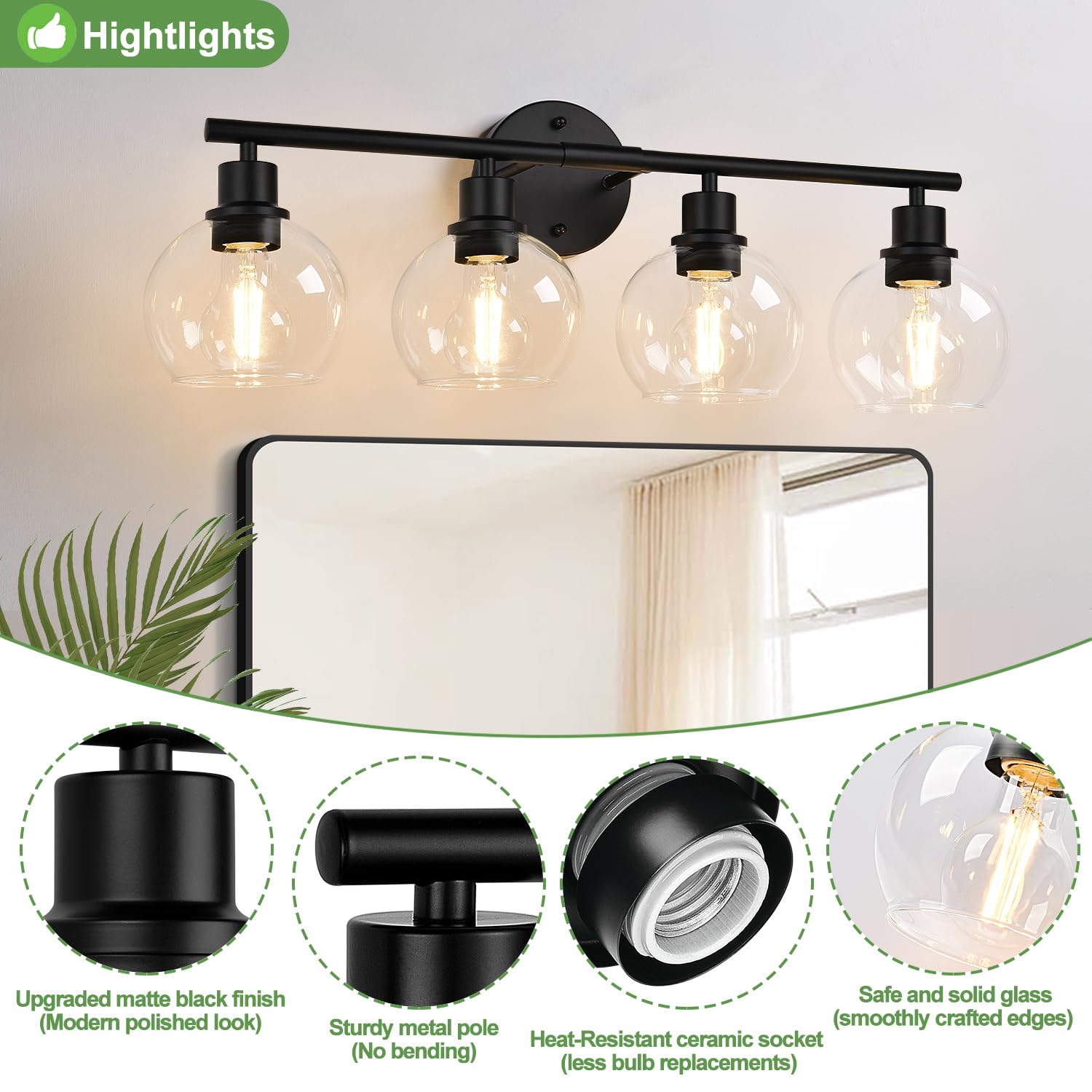 Indoi four-light fixture suits bathrooms, bedrooms, and hallways with versatile lighting.