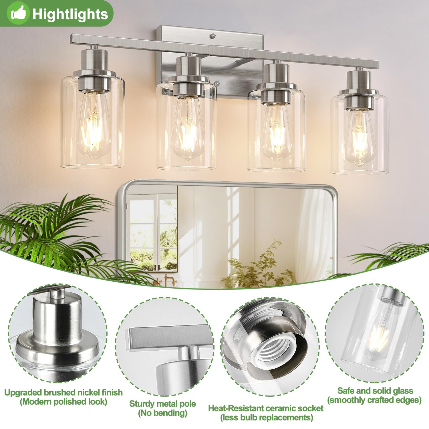 Indoi modern wall lamp for bathroom mirrors adds clean ambient task lighting.