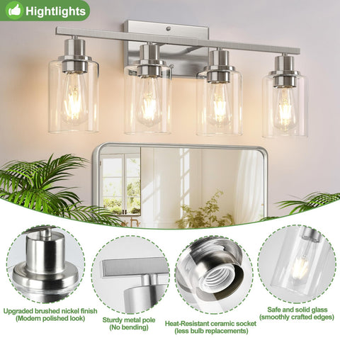 Indoi modern wall lamp for bathroom mirrors adds clean ambient task lighting.