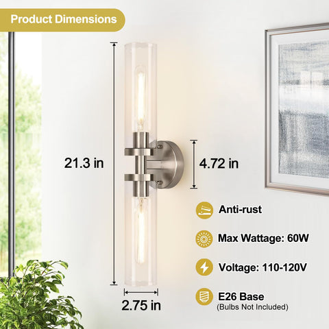 Indoi modern sconce in brushed-nickel beside a vanity for contemporary flair