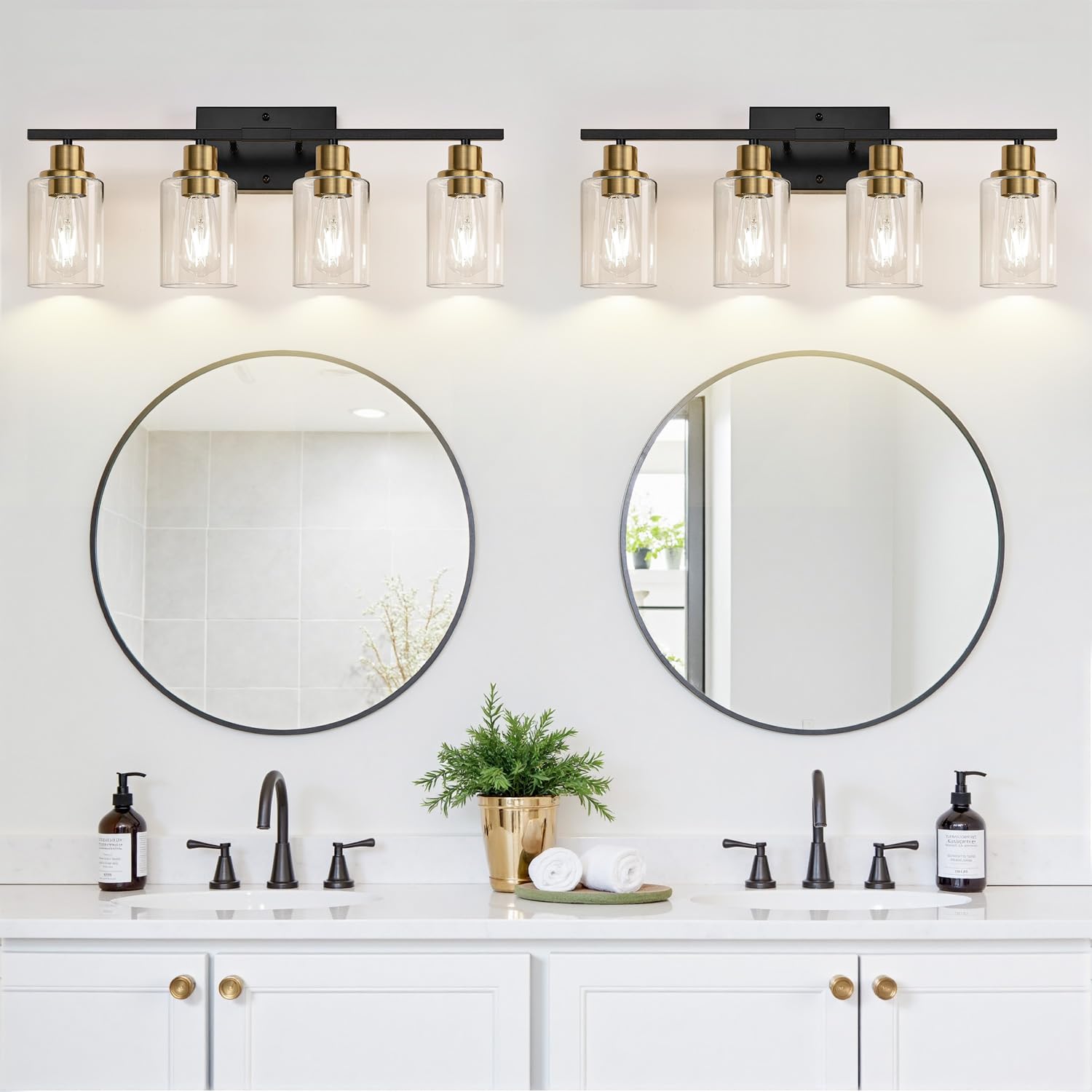 Indoi 4-light fixture suits mirrors in living spaces and porches.