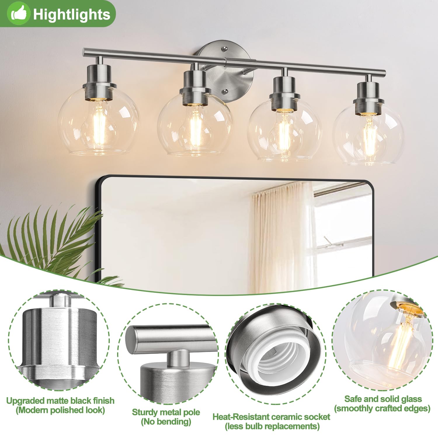 Indoi wall sconce over mirror highlights reflections and ambience.