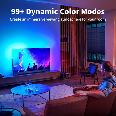 iNextStation neon strip bedroom ambience with bright, even color glow.