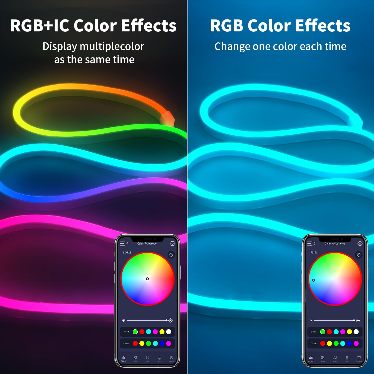 iNextStation RGB neon strip for kitchen decor with flexible layout.