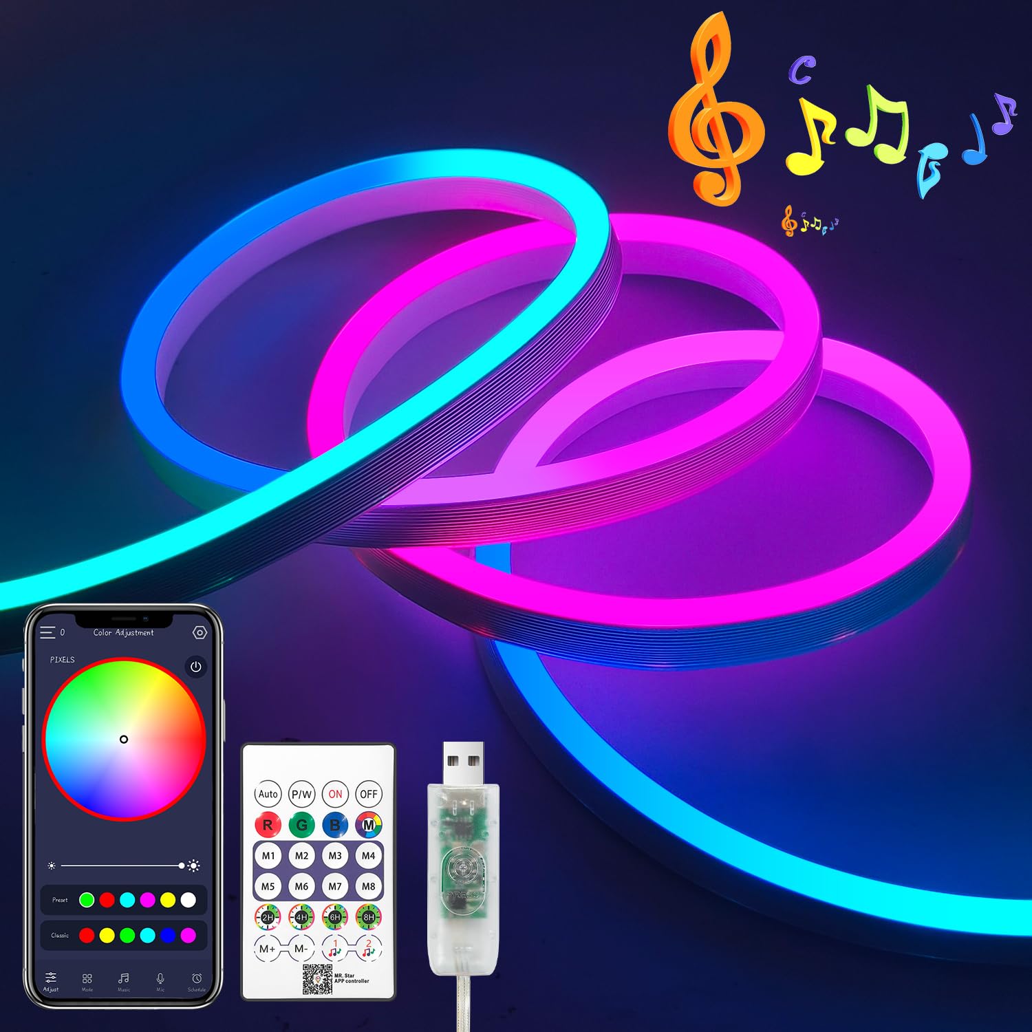 iNextStation RGB Smart IC neon strip backlight for immersive TV viewing.