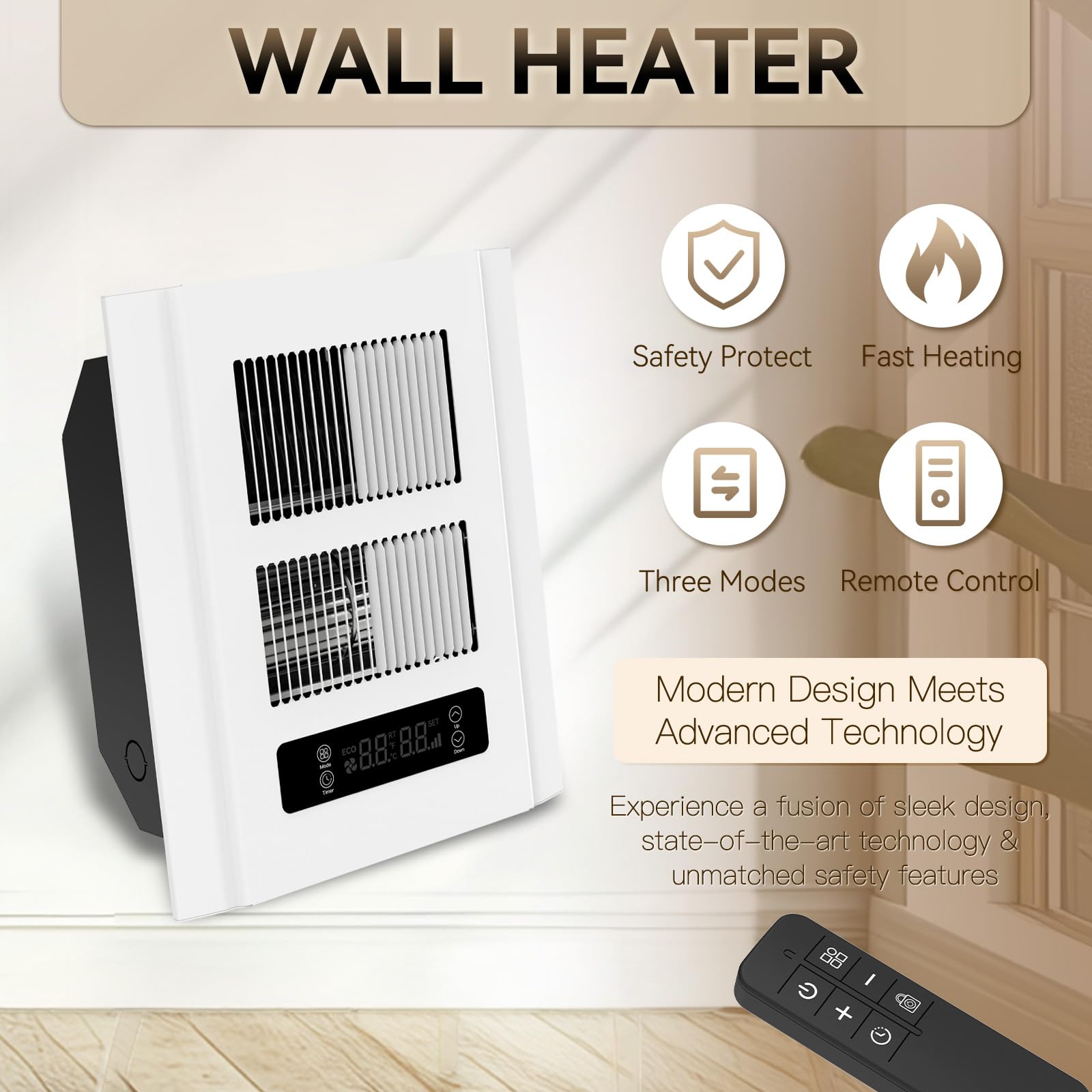 Infandy wall heater remote control lets you adjust settings from across the room