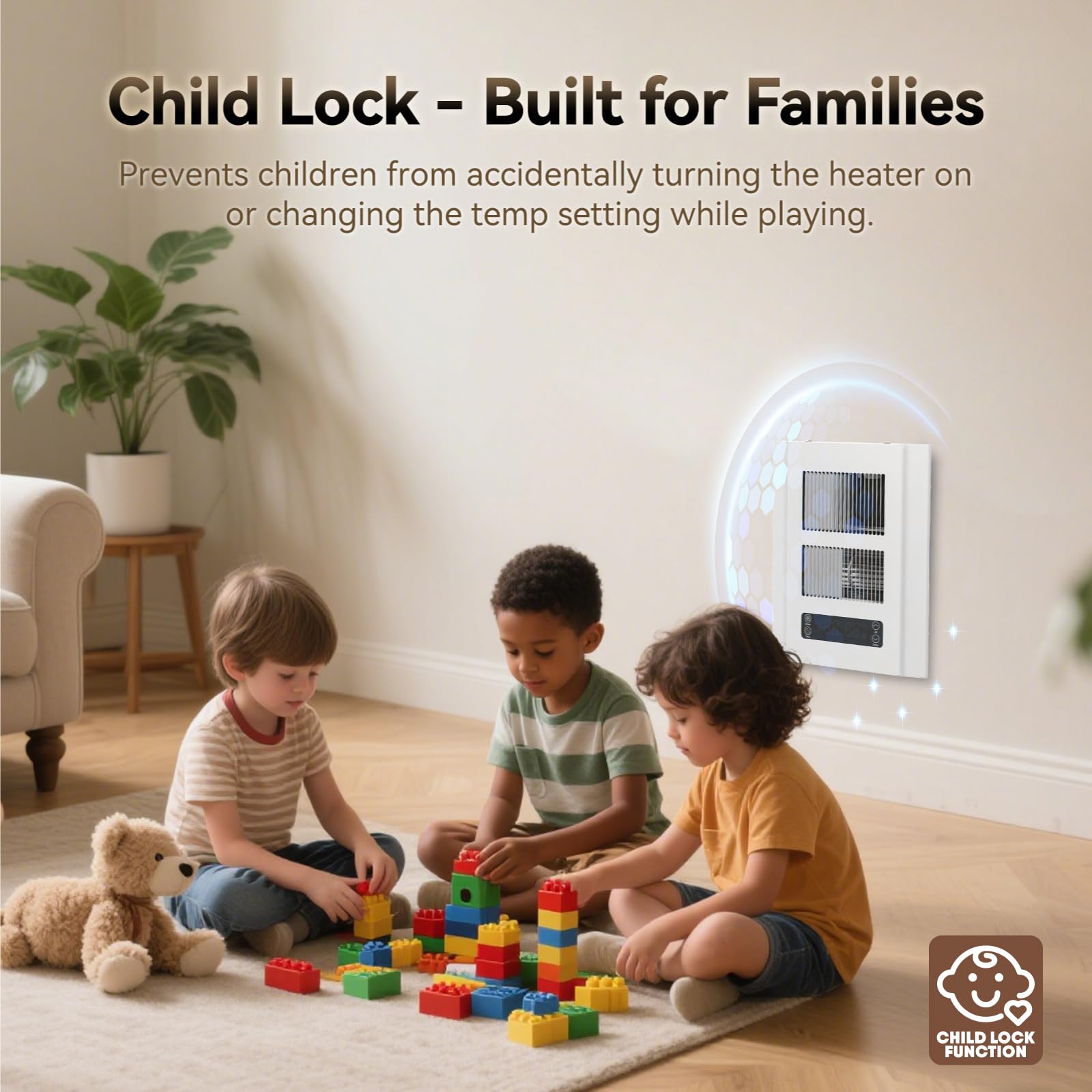 Infandy wall heater with child lock for family safety