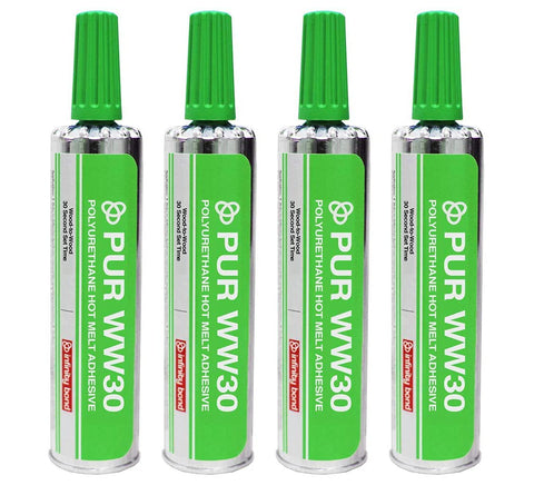 Infinity PUR WW30 pack-4 image demonstrates wood bonding with a strong, fast-setting adhesive for cabinet making.