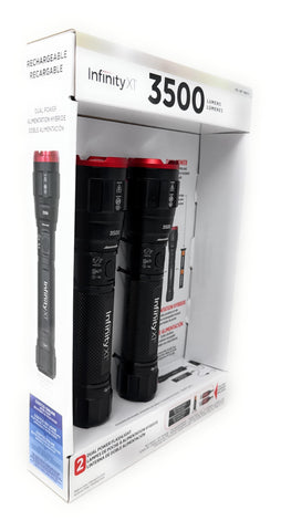 Infinity X1 LED flashlight delivers high-performance beam for camping and work.