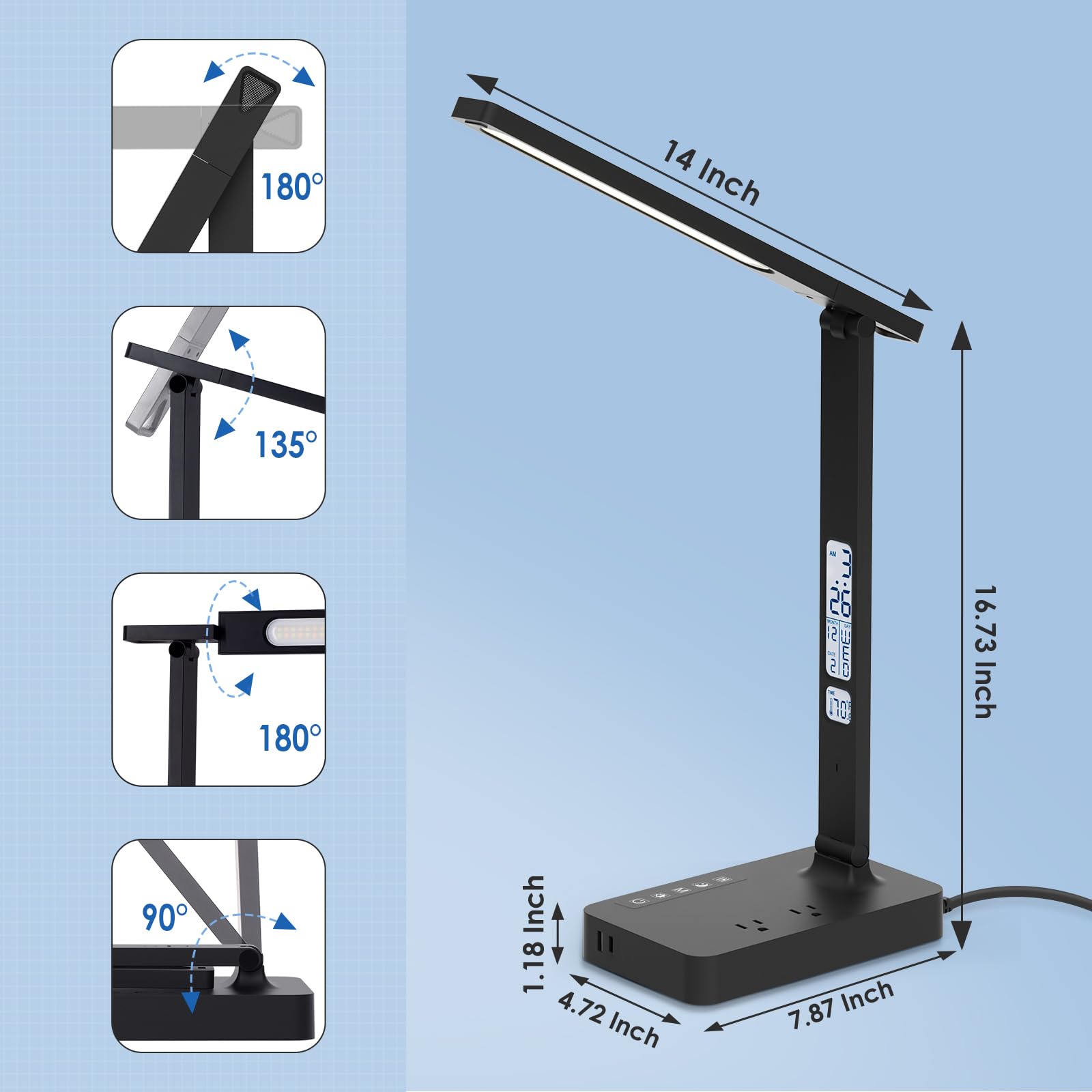 Folding arm on Infiway desk lamp offers precise light direction