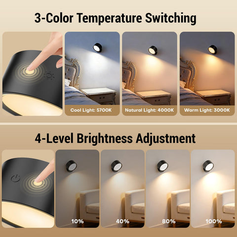 InfraRay wall sconce remote control for easy brightness and color adjustments from bed.