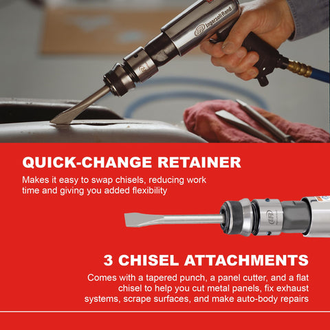 Ingersoll Rand 114GQC air hammer quick-change retainer enables fast bit swaps