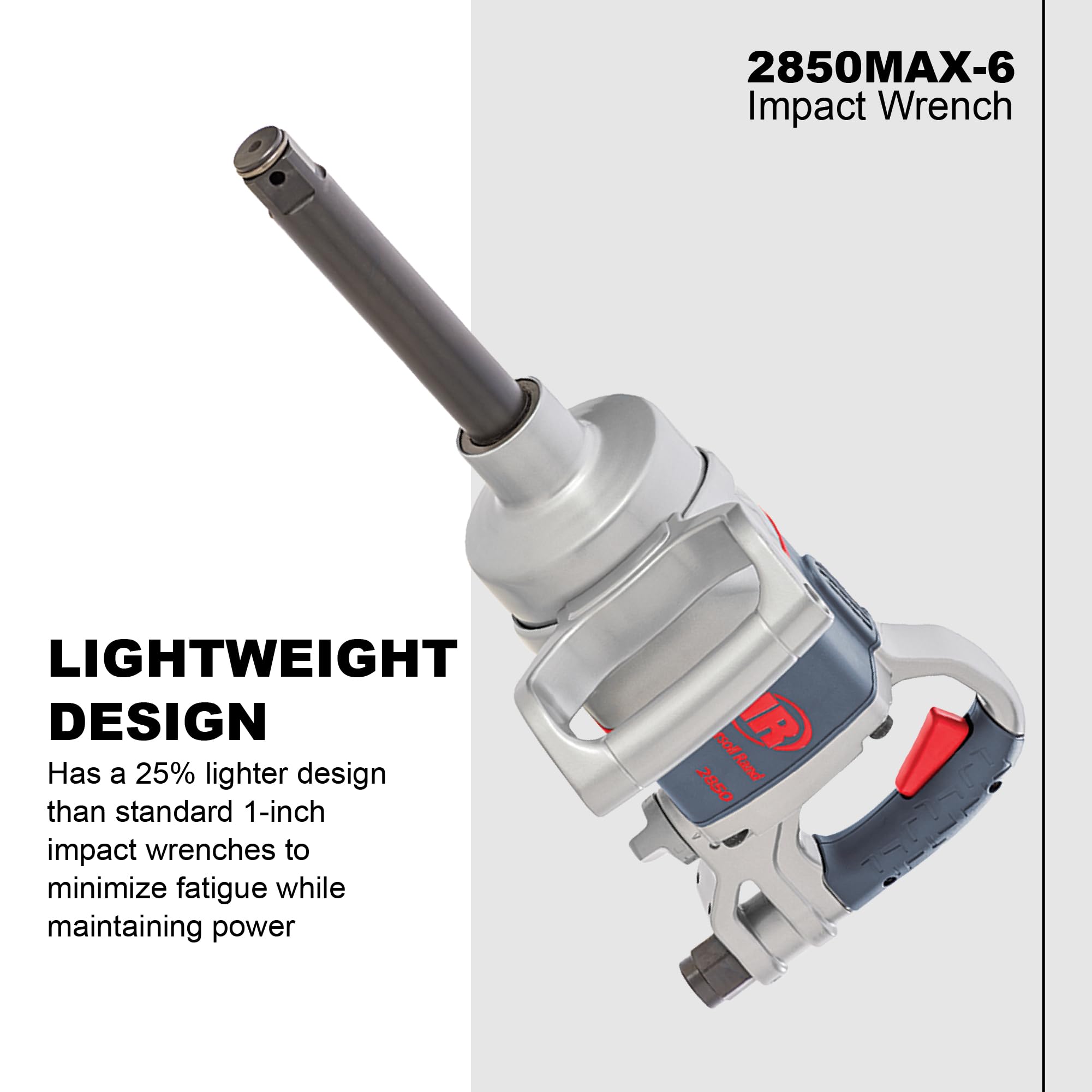 Ingersoll Rand 2850MAX-6 wrench with 360-degree side handle for control.