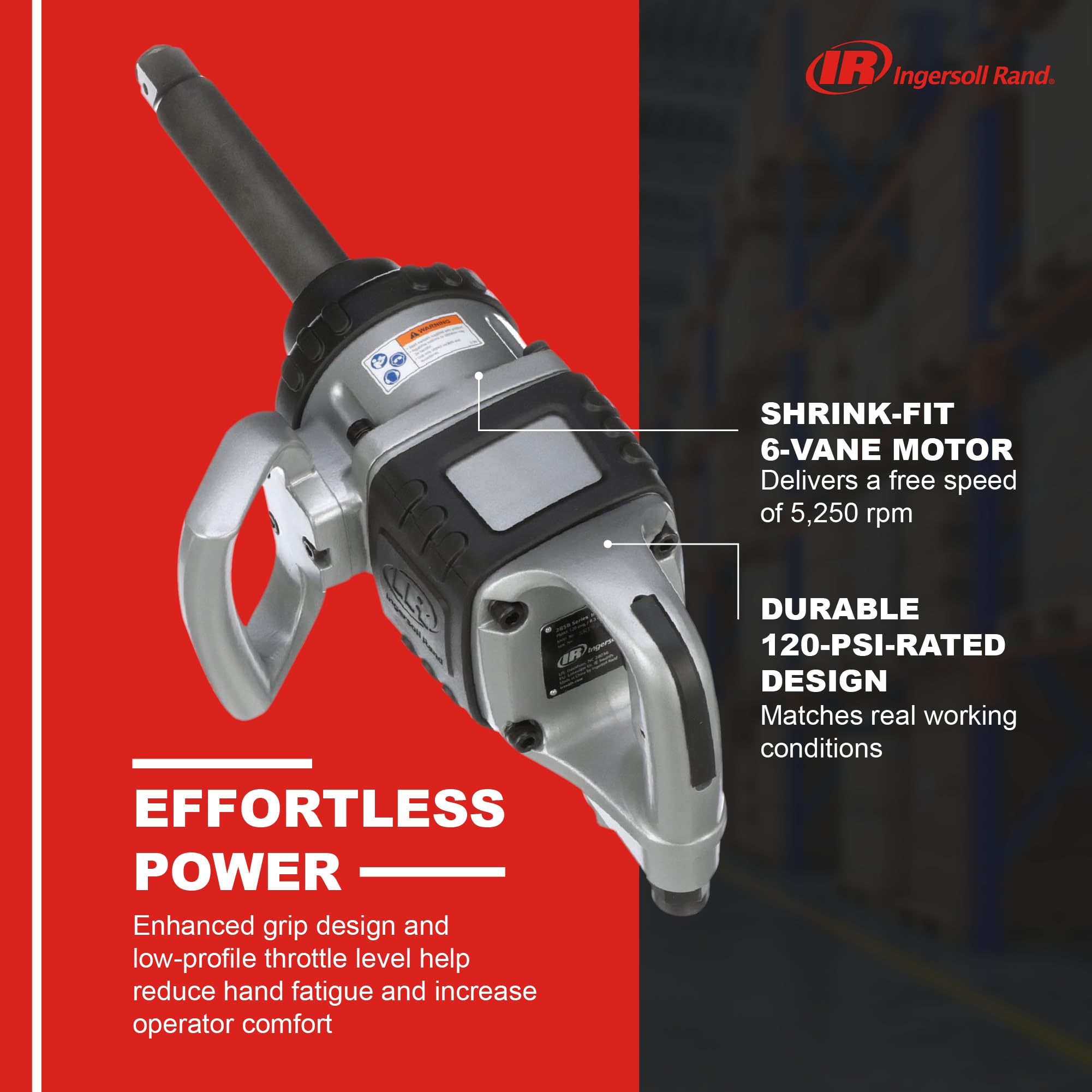 Ingersoll Rand 285B-6 delivers 1,475 ft-lbs torque for stubborn fasteners