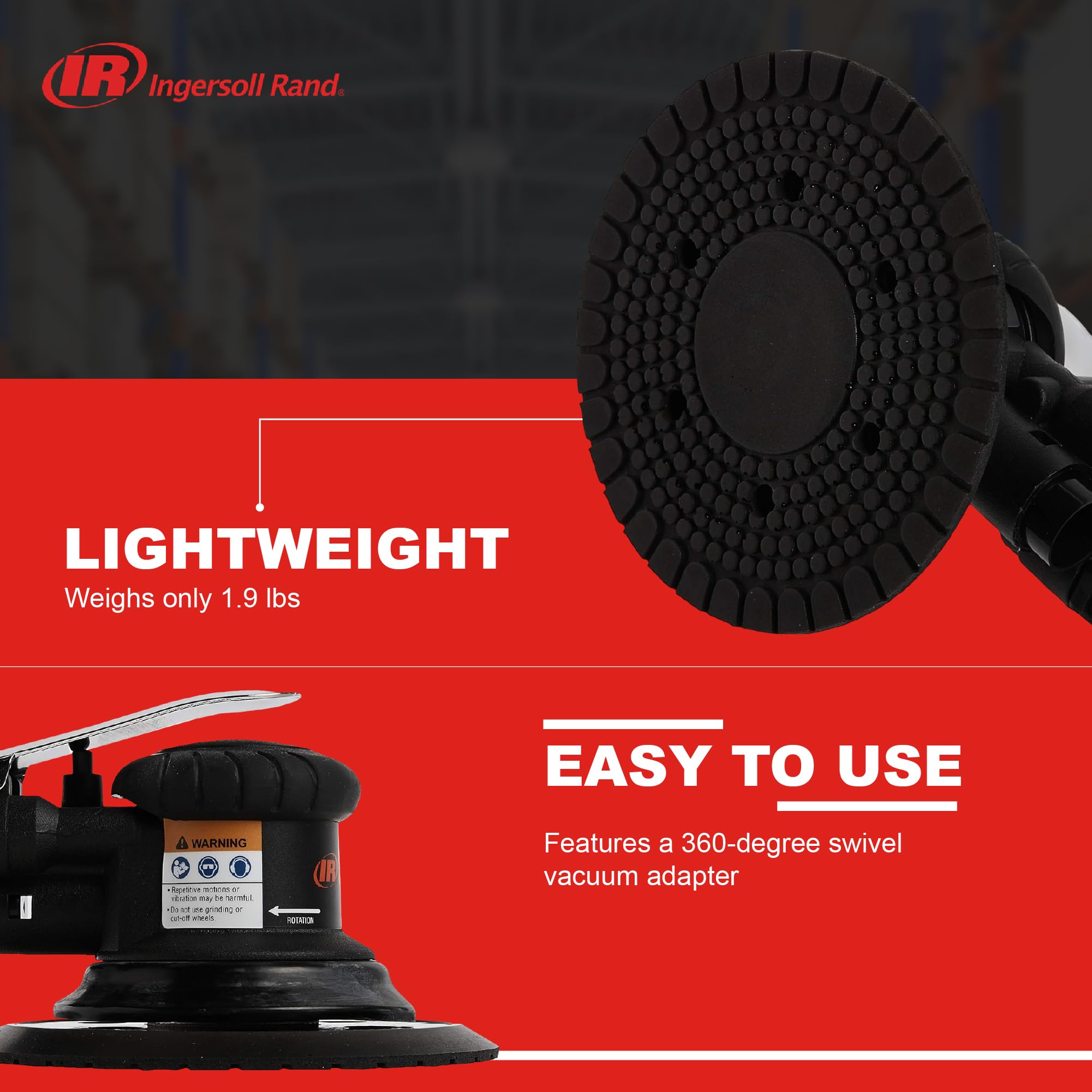 Contoured grip provides comfortable control on detailed sanding tasks.