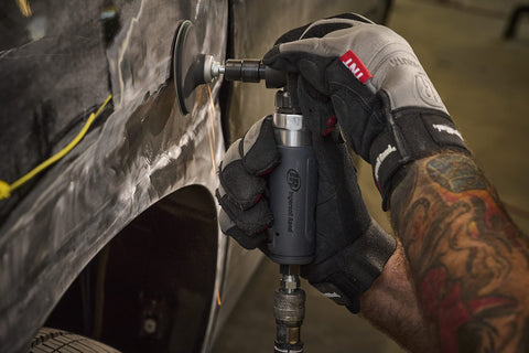 Ingersoll Rand 302B rear exhaust directs air for operator comfort.