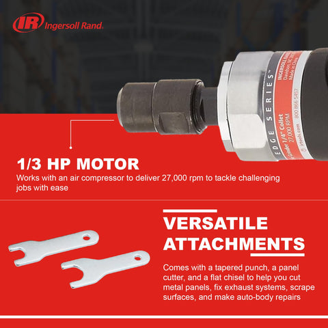 Ingersoll Rand 3107G at 27000 rpm delivers fast material removal.