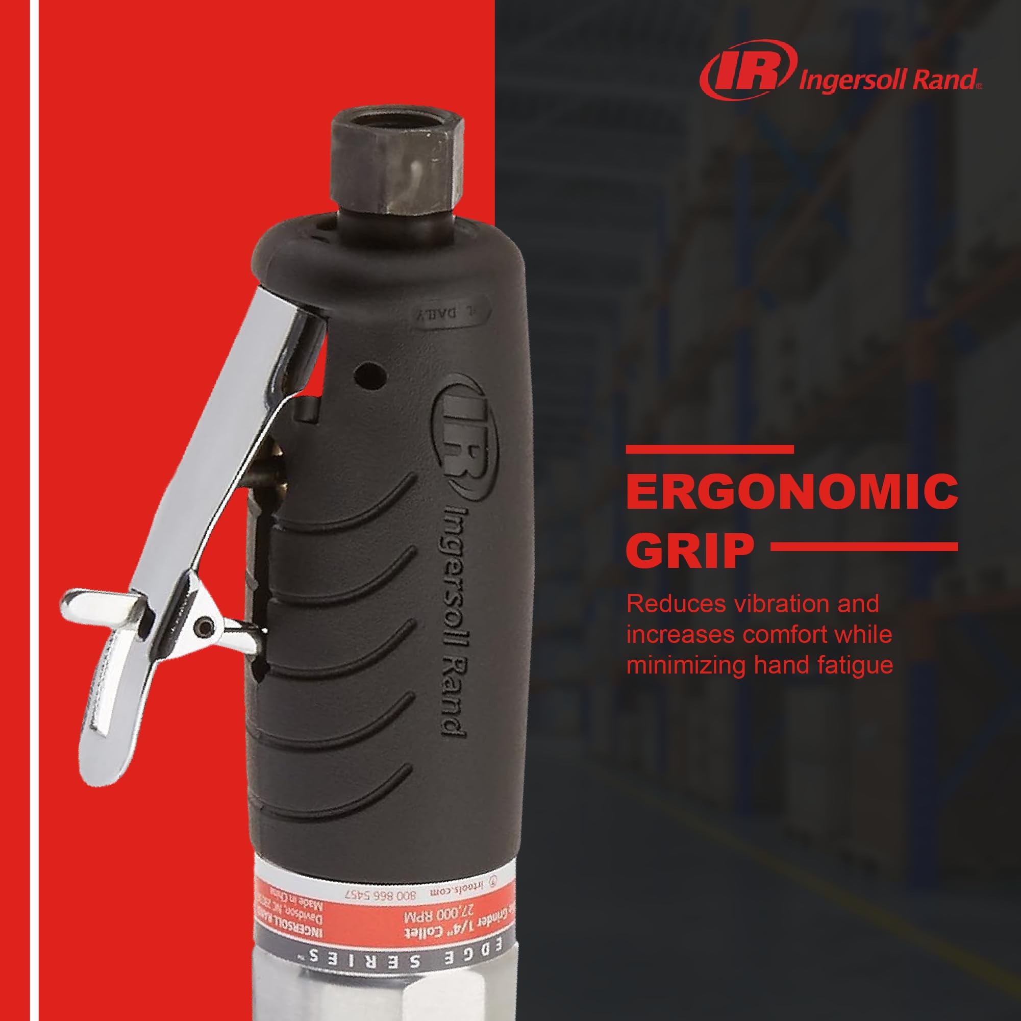 Ingersoll Rand 3107G ball-bearing construction ensures durability during tough tasks.