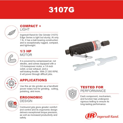 Ingersoll Rand 3107G contoured grip improves comfort and control.