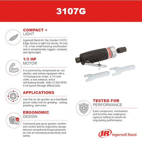Ingersoll Rand 3107G contoured grip improves comfort and control.