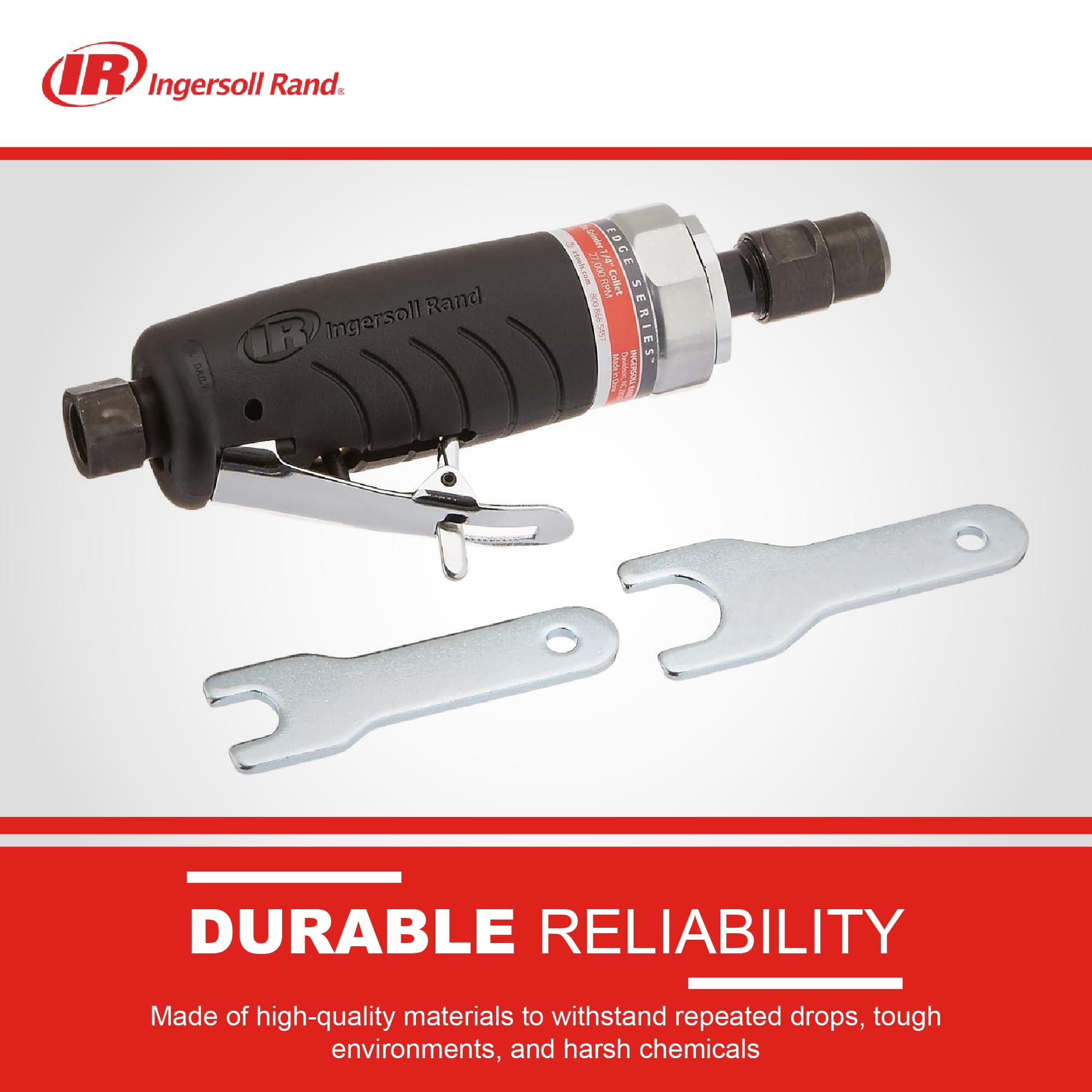 Ingersoll Rand 3107G rear exhaust directs debris away from user.