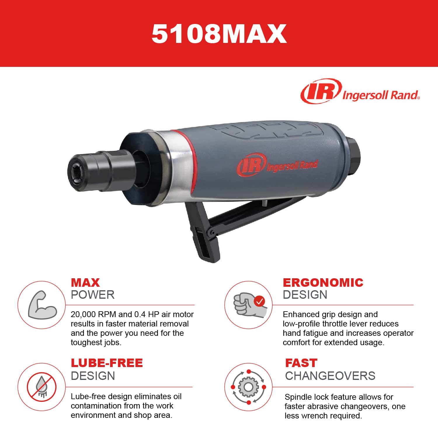 Ingersoll Rand 5108MAX rear exhaust design reducing workplace fumes